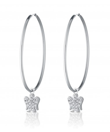 ORECCHINI CON ANGELO CHARM IN ARGENTO E ZIRCONI BIANCHI