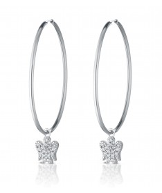 ORECCHINI CON ANGELO CHARM IN ARGENTO E ZIRCONI BIANCHI