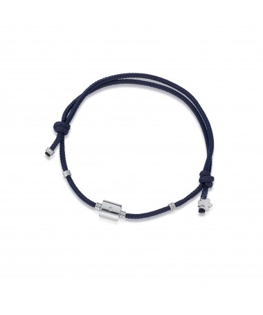BRACCIALE CON ELEMENTO E ANGELO IN ARGENTO, DIAMANTE E CORDINO BLU