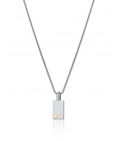 COLLANA IN ARGENTO, PENDENTE CON ANGELO IN ORO GIALLO