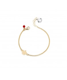 BRACCIALE BIMBO/A CON ANGELO IN ORO GIALLO E CORALLO ROSSO CHARM