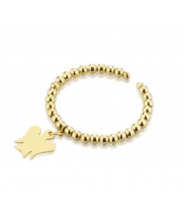ANELLO CON ANGELO CHARM IN ORO GIALLO 