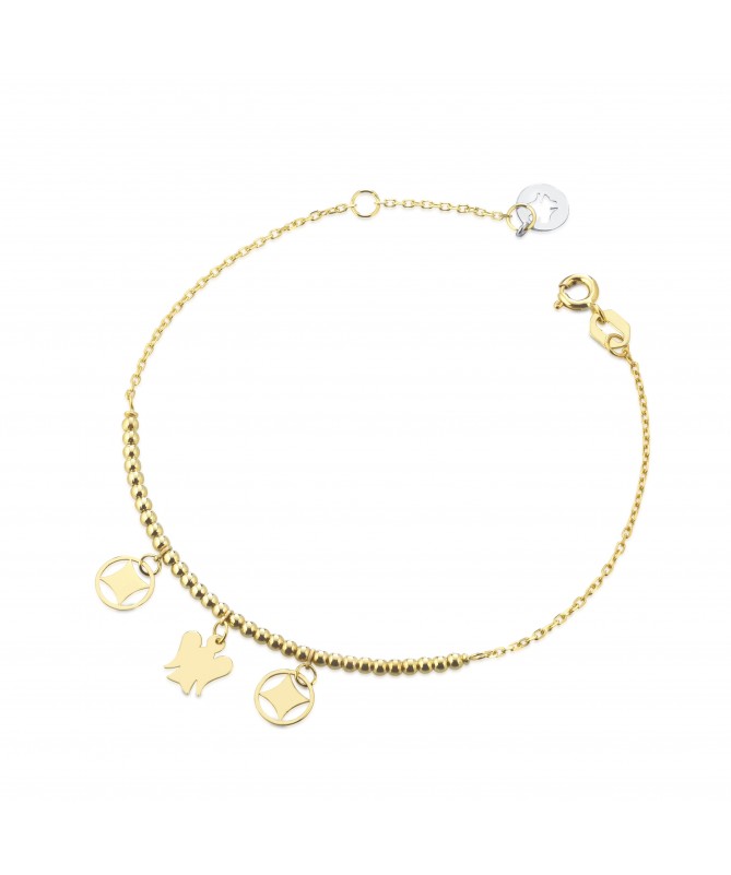 BRACCIALE CON ANGELO E CHARMS IN ORO GIALLO
