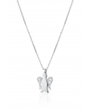 COLLANA CON PENDENTE ANGELO IN ORO BIANCO E DIAMANTI