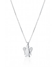 COLLANA CON PENDENTE ANGELO IN ORO BIANCO E DIAMANTI