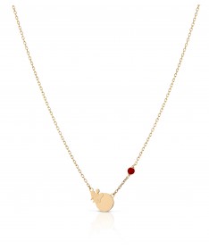 COLLANA BIMBO/A CON PIASTRINA ANGELO IN ORO GIALLO E CORALLO ROSSO