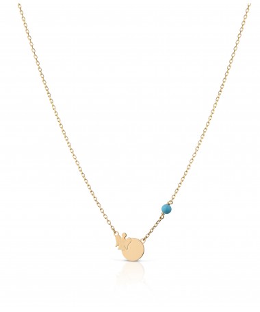 COLLANA BIMBO/A CON PIASTRINA ANGELO IN ORO GIALLO E TURCHESE