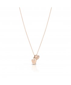 GIROCOLLO CON PENDENTE ANGELO E CUORE PASSANTE CON DIAMANTE IN ORO ROSA
