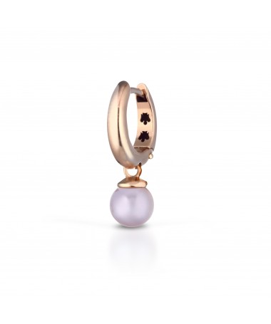 MONO ORECCHINO CERCHIO CON PERLA CHARM IN ORO ROSA