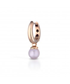 MONO ORECCHINO CERCHIO CON PERLA CHARM IN ORO ROSA