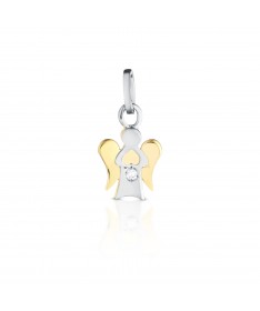PENDENTE ANGELO IN ORO GIALLO E BIANCO CON DIAMANTE