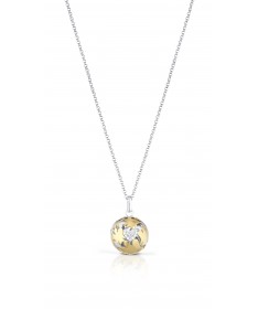 COLLANA CON PENDENTE CHIAMA ANGELI IN ARGENTO BIANCO E GIALLO E CUORE CON ZIRCONI BIANCHI