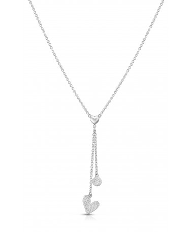 COLLANA A Y CON CUORE IN ARGENTO, PENDENTI CUORE E PAILLETTES CON ZIRCONI BIANCHI                                               