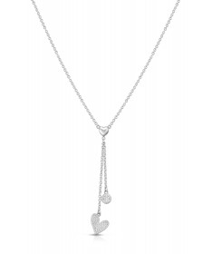 COLLANA A Y CON CUORE IN ARGENTO, PENDENTI CUORE E PAILLETTES CON ZIRCONI BIANCHI                                               
