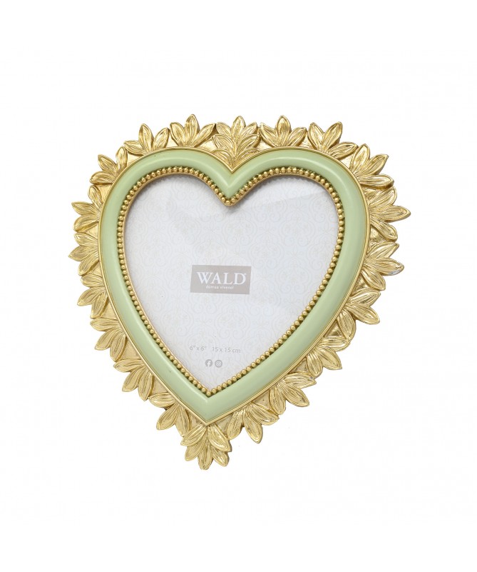 PORTAFOTO RESINA CUORE VERDE 22.6 X 23.5 CM