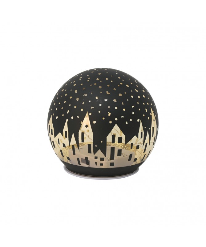 SFERA NERA DA APPOGGIO CON LED PAESAGGIO