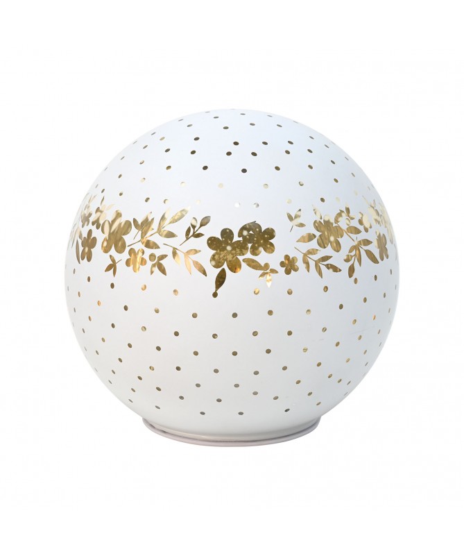 SFERA BIANCA DA APPOGGIO CON LED FIORI