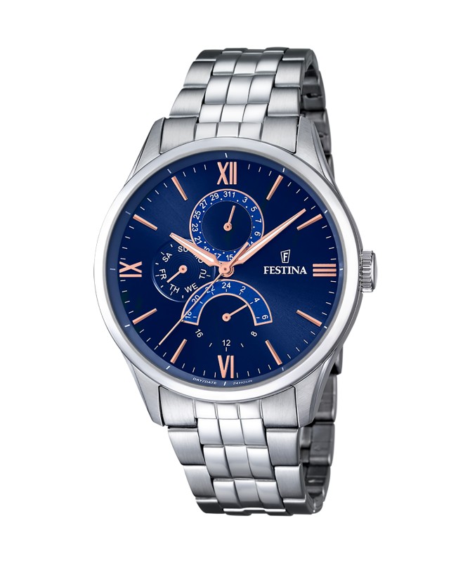 OROLOGIO FESTINA RETRO F16822/3 BLU CON CINTURINO IN ACCIAIO, UOMO