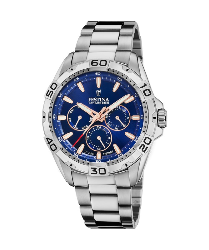 OROLOGIO FESTINA F20623/2 AZZURO CINGHIA ACCIAIO INOSSIDABILE 316L, UOMO