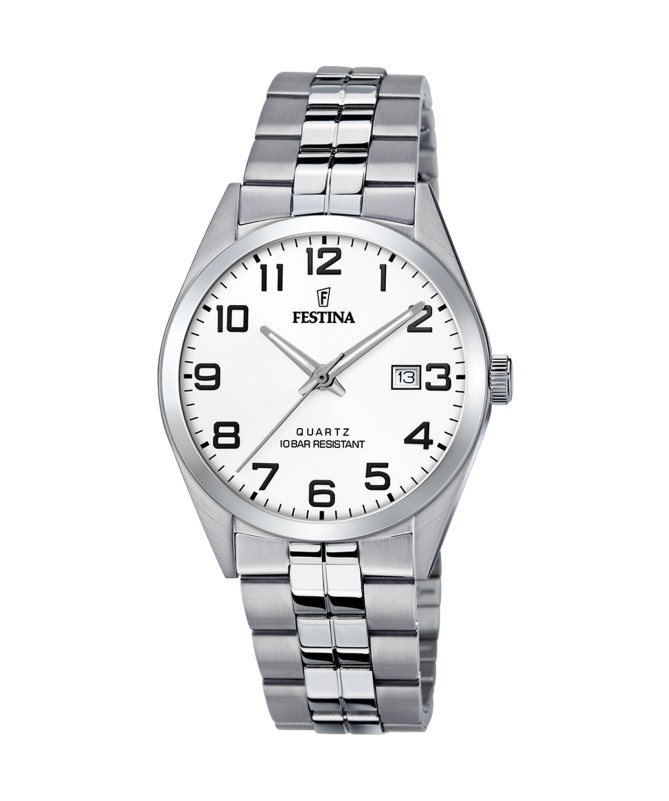 OROLOGIO FESTINA CLASSICS F20437/1 BIANCO CINTURINO IN ACCIAIO, UOMO