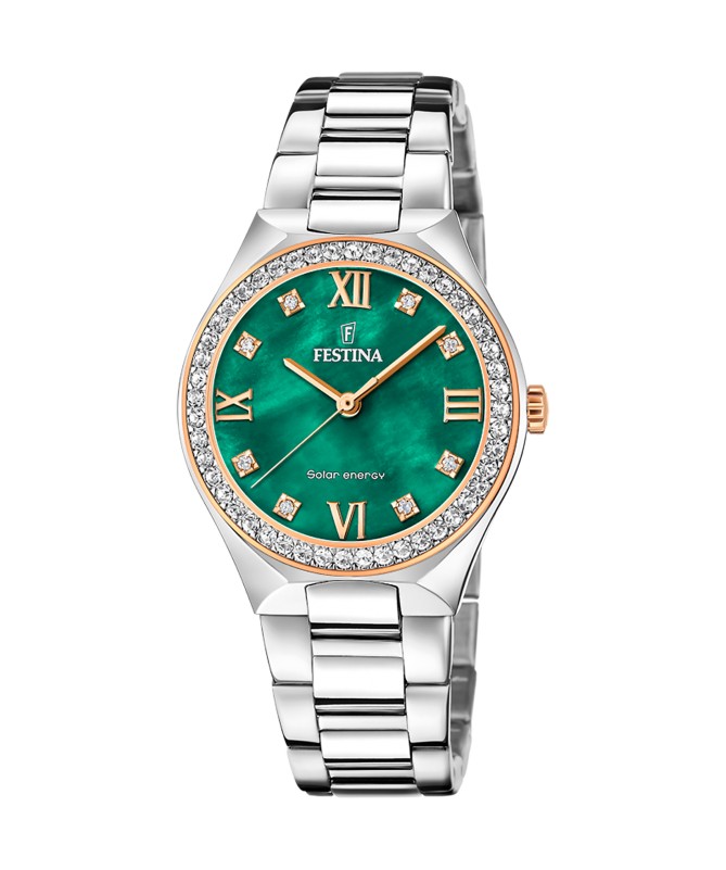 FESTINA ENERGIA SOLARE F20658/3 VERDE ACCIAIO INOSSIDABILE 316L, DONNA