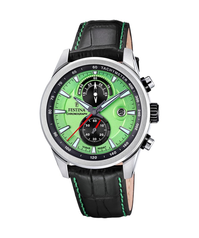 OROLOGIO FESTINA TIMELESS CHRONOGRAPH F20695/3 VERDE CINGHIA PELLE, UOMO