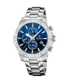OROLOGIO FESTINA TIMELESS CHRONOGRAPH F20704/4 AZZURO CINGHIA ACCIAIO INOSSIDABILE 316L, UOMO