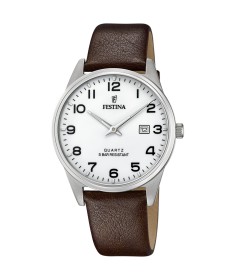 OROLOGIO FESTINA CLASSICS F20512/1 BIANCO CON CINTURINO IN PELLE, UOMO