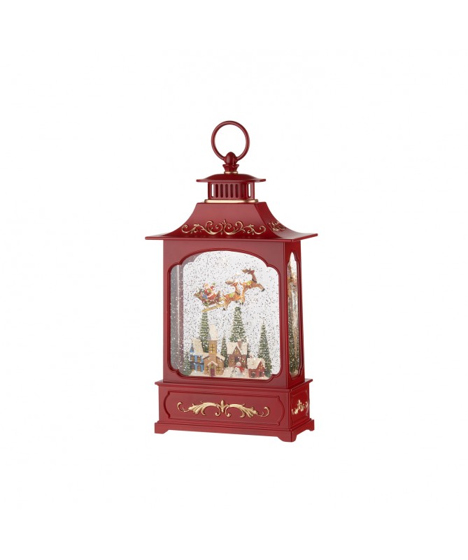 BOULE DE NEIGE LANTERNA BASSA CON MUSICA, LED, MOVIMENTO CONTINUO E TIMER