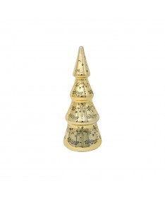 ALBERO VETRO CON LED 21h cm COLORE ORO