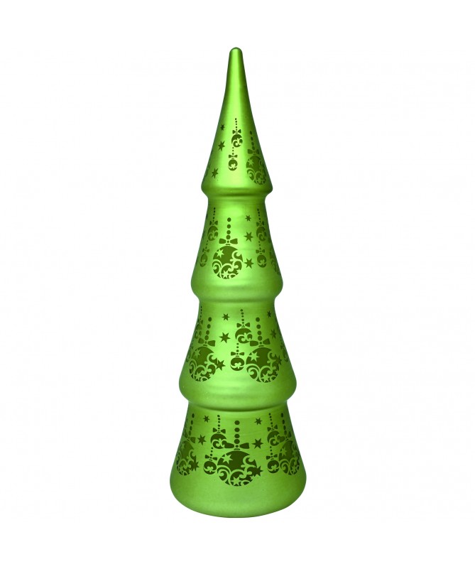 ALBERO VETRO CON LED 31h cm COLORE VERDE