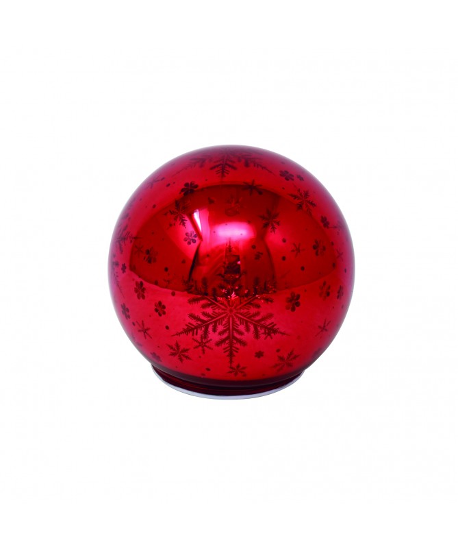 SFERA VETRO CON LED Ø 10 cm COLORE ROSSO