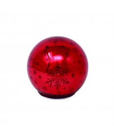 SFERA VETRO CON LED Ø 10 cm COLORE ROSSO