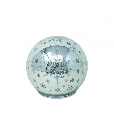 SFERA VETRO CON LED Ø 10 cm COLORE ARGENTO