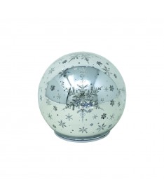 SFERA VETRO CON LED Ø 10 cm COLORE ARGENTO