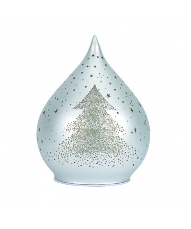 GOCCIA VETRO CON LED 12x15 cm COLORE ARGENTO