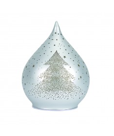 GOCCIA VETRO CON LED 12x15 cm COLORE ARGENTO