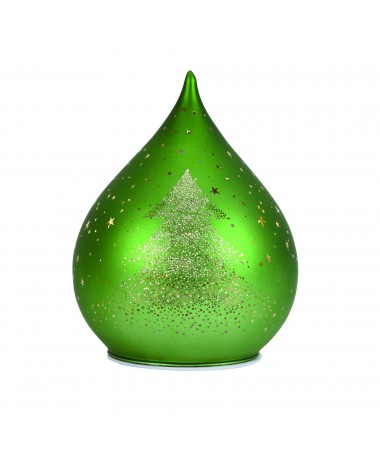 GOCCIA VETRO CON LED 12x15 cm COLORE VERDE