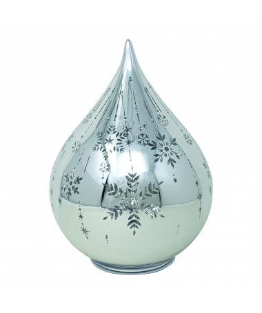 GOCCIA VETRO CON LED 15x21 cm COLORE ARGENTO