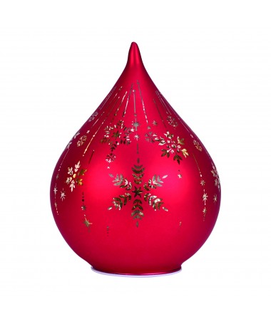 GOCCIA VETRO CON LED 15x21 cm COLORE ROSSO