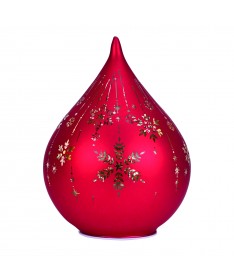 GOCCIA VETRO CON LED 15x21 cm COLORE ROSSO