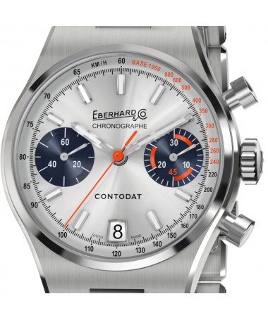 Eberhard & Co. Contodat Chronographe Argenté con contatori blu 31156.03 CA2C