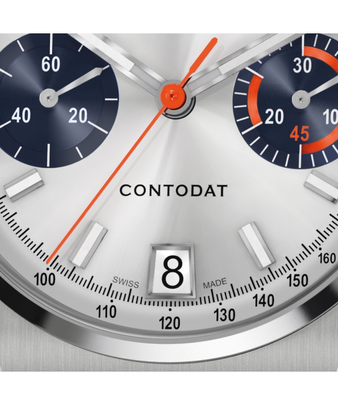 Eberhard & Co. Contodat Chronographe Argenté con contatori blu 31156.03 CA2C