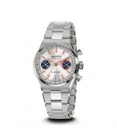 Eberhard & Co. Contodat Chronographe Argenté con dettagli arancioni e contatori blu 31156.04 CA2C