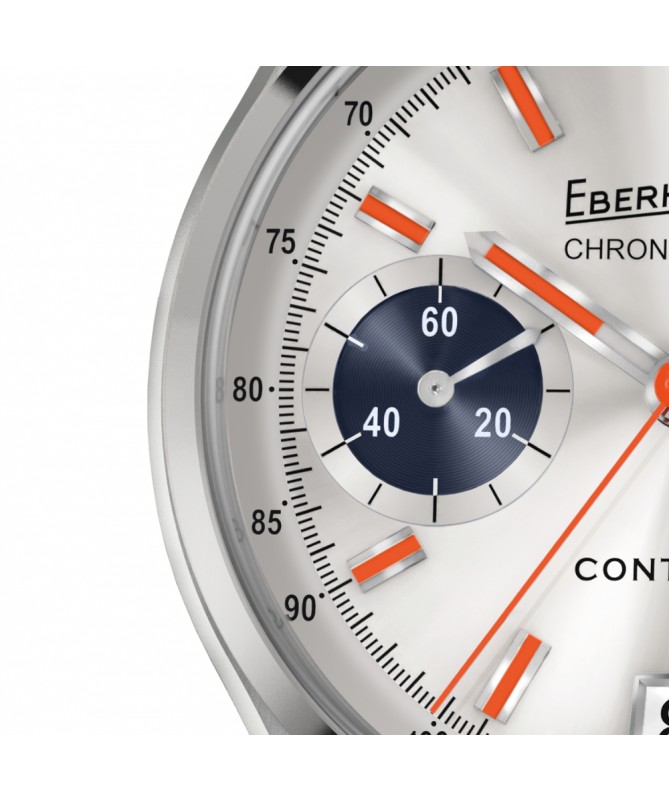 Eberhard & Co. Contodat Chronographe Argenté con dettagli arancioni e contatori blu 31156.04 CA2C