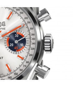 Eberhard & Co. Contodat Chronographe Argenté con dettagli arancioni e contatori blu 31156.04 CA2C