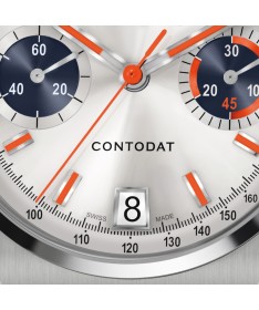 Eberhard & Co. Contodat Chronographe Argenté con dettagli arancioni e contatori blu 31156.04 CA2C